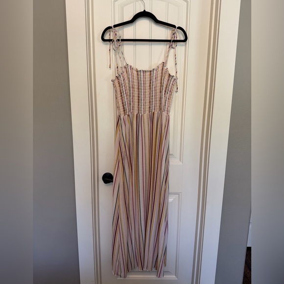 wild fable Pastel Stripe Smocked Maxi Dress - Pink, Yellow, Blue, Cream - Picture 2 of 4